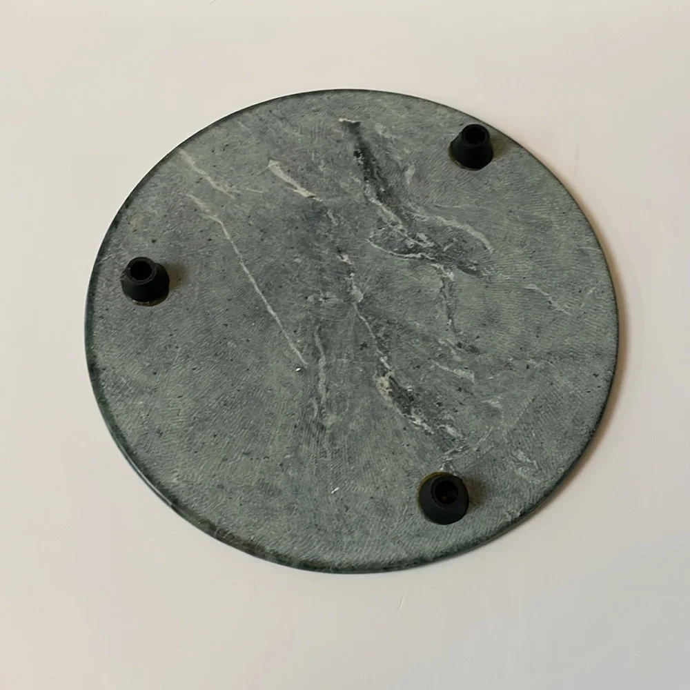 Arthur Court marble wine bottle‎ coaster & cheese plate w/ rabbit cheese cutters